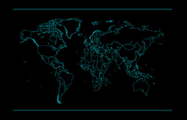 Weltkarte mit Grenzen in Neonfarbe © ralelav