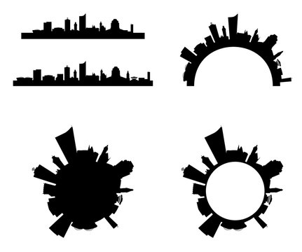 Leipzig Skyline als Vektor in vier Formen