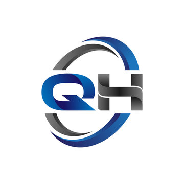 Simple Modern Initial Logo Vector Circle Swoosh qh 