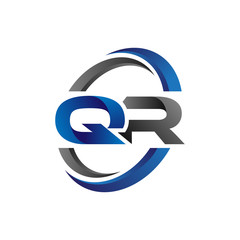 Simple Modern Initial Logo Vector Circle Swoosh qr