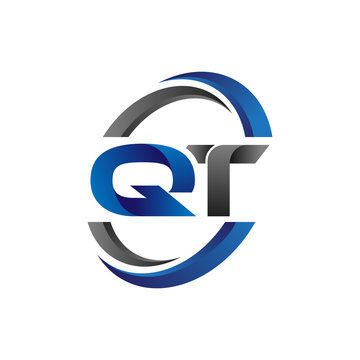 Simple Modern Initial Logo Vector Circle Swoosh qt