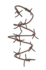Fototapeta premium Rusty barbed wire on white background