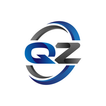 Simple Modern Initial Logo Vector Circle Swoosh qz