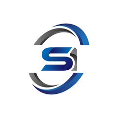 Simple Modern Initial Logo Vector Circle Swoosh si
