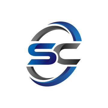 Simple Modern Initial Logo Vector Circle Swoosh sc