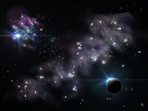 star nebula. galaxy and the planet. rising stars.