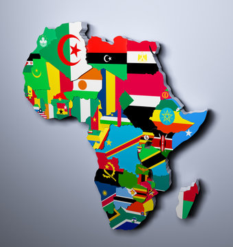 recommend clip art: AFRICA MAP WITH FLAGS OF THE COUNTRIES 3d illustration