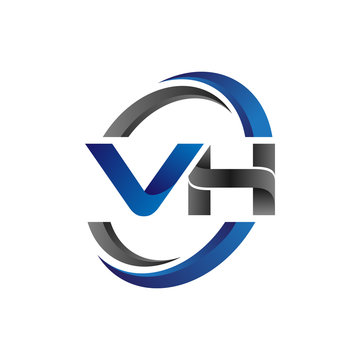 Simple Modern Initial Logo Vector Circle Swoosh vh 