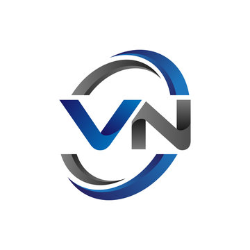 Simple Modern Initial Logo Vector Circle Swoosh vn