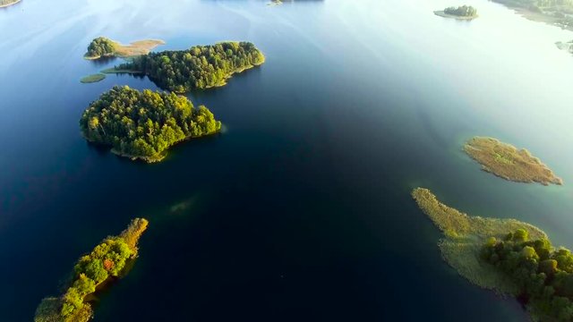 green island in blue lake