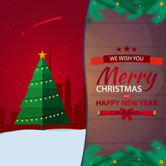 Fototapeta na wymiar Christmas background with fir twigs and red balls. Merry Christmas and Happy New Year. Vector illustration.