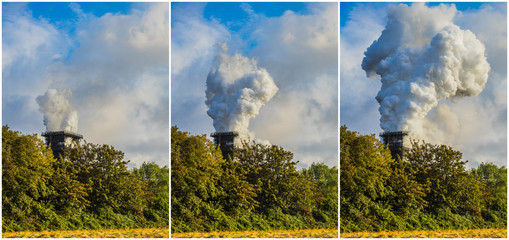 Bildserie Saarland Kokerei Dillingen Löschturm in Aktion – Coking plant quenching tower...