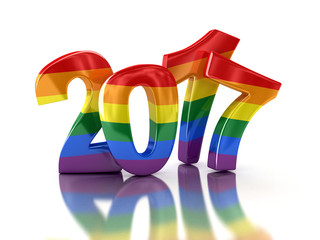 Gay Pride Color  New Year 2017. Image with clipping path.