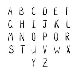 Hand-drawn vector alphabet script
