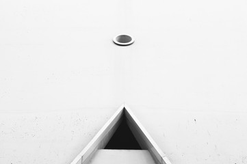 Windows shapes on white facade. Film grain effects added. Taken in Isla de la Cartuja (Island of...