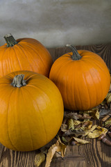 Orange Pumpkins with leaf as a symbol of Autumn and Halloween