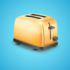 Bright orange Metal Glossy Toaster. Vector illustration.