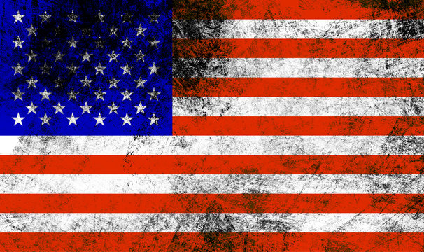 Damaged american flag background.