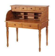 Vintage wooden desk isolated with clipping path.
