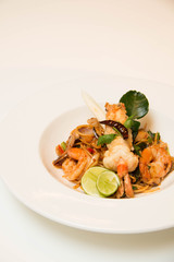 Pasta with prawns, delicious spaghetti