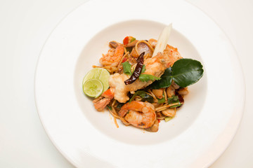 Pasta with prawns, delicious spaghetti