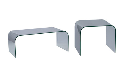 Modern glass tables isolated with clipping path.
