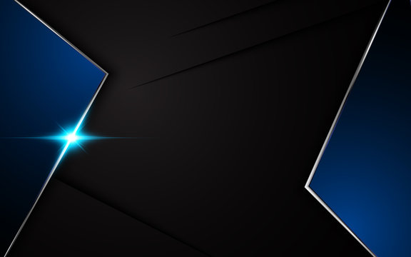 vector black background metallic blue frame layout template design