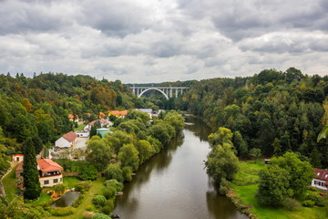 Fototapeta na wymiar Bridge in Bechyne city, Czech Republic.