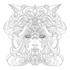 coloring girl shaman