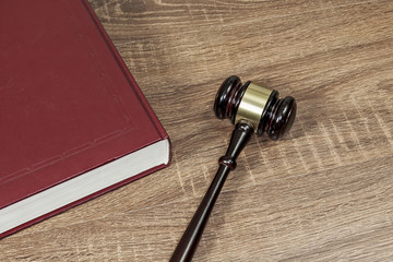 Judge gavel and old books