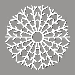 Vector illustration, white snowflake on a grey background