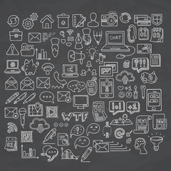 Set of Universal Doodle Icons. Variety of Topics.