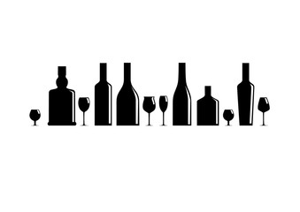 Silhouettes of bottles and glasses