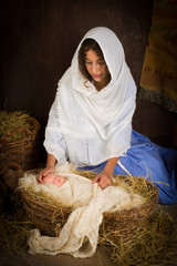 Mother Mary in nativity scene