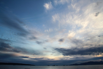 Fototapeta na wymiar dramatic sky with cloud at English bay in Vancouver, Canada