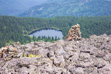 Lake and stones in the mountains