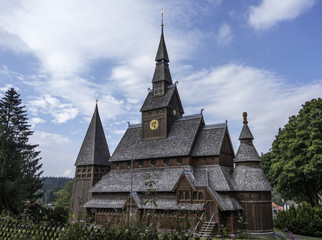 Fototapeta na wymiar old stave church totally from wood in germany