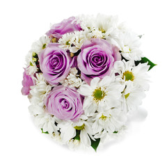 Obraz na płótnie Canvas Colorful flower wedding bouquet for bride arrangement centerpiece isolated on white background.