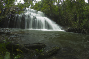 Deep forest waterfall at pang sida waterfall National Park sa kaeo Thailand
