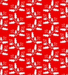 Christmas geometric seamless pattern with winter berries - holly