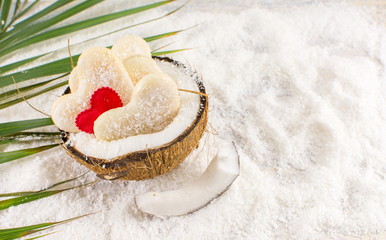 Coconut cookies in a natural bowl