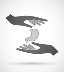 Isolated pair of hands protecting or giving  a healthy human sto