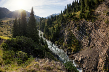 Rocks in Tekes  river valley, Terskey Ala-Too mountain range,  Tian Shan mountains, Kazakhstan, Central Asia