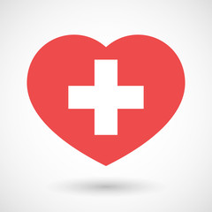 Fototapeta premium Isolated line art red heart with the Swiss flag