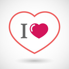 Isolated line art red heart with  an " I like" glyph
