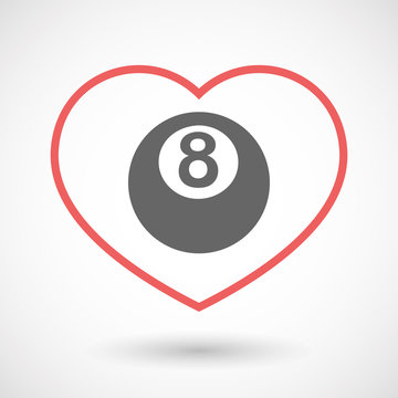 recommend clip art: Isolated line art red heart with  a pool ball