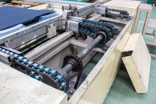 The Conveyor chain drive shaft in factory.