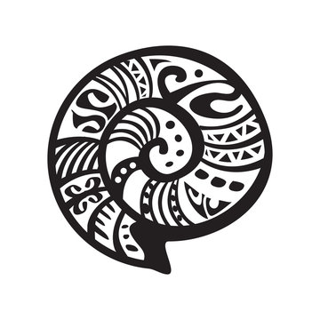 Shell Tattoo In Maori Style. Vector Illustration EPS10