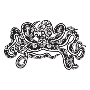 Octopus tattoo in Maori style. Vector illustration EPS10