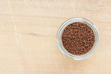 Instant coffee in glass bottles